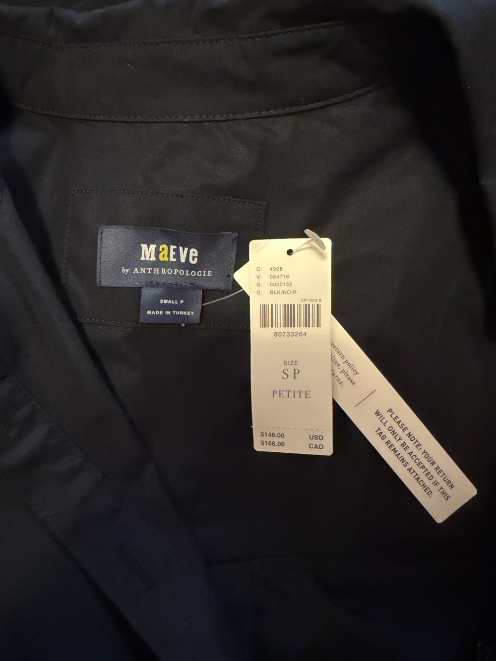 Anthropologie Maeve Black Button-Front Dress - Picture 3 of 3